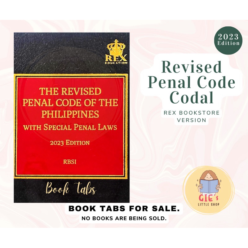 Revised penal code codal 2023 rex book tabs labels law school stickers