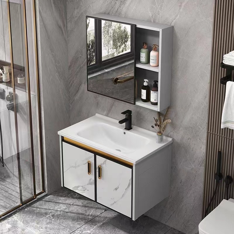 Local Aluminum clad plate luxury bathroom cabinet sink set toilet ...