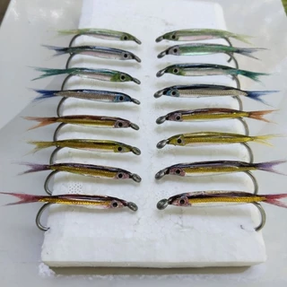 6pcs/lot Saltwater Luminous Fishing Lures Sabiki Rig Carbon Steel String  Hooks Long Wire Colored Flash