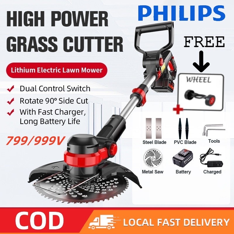 Portable Lawn Mower 999VF Cordless Grass Cutter Adjustable Weed Home Garden  Trimmer Tool COD
