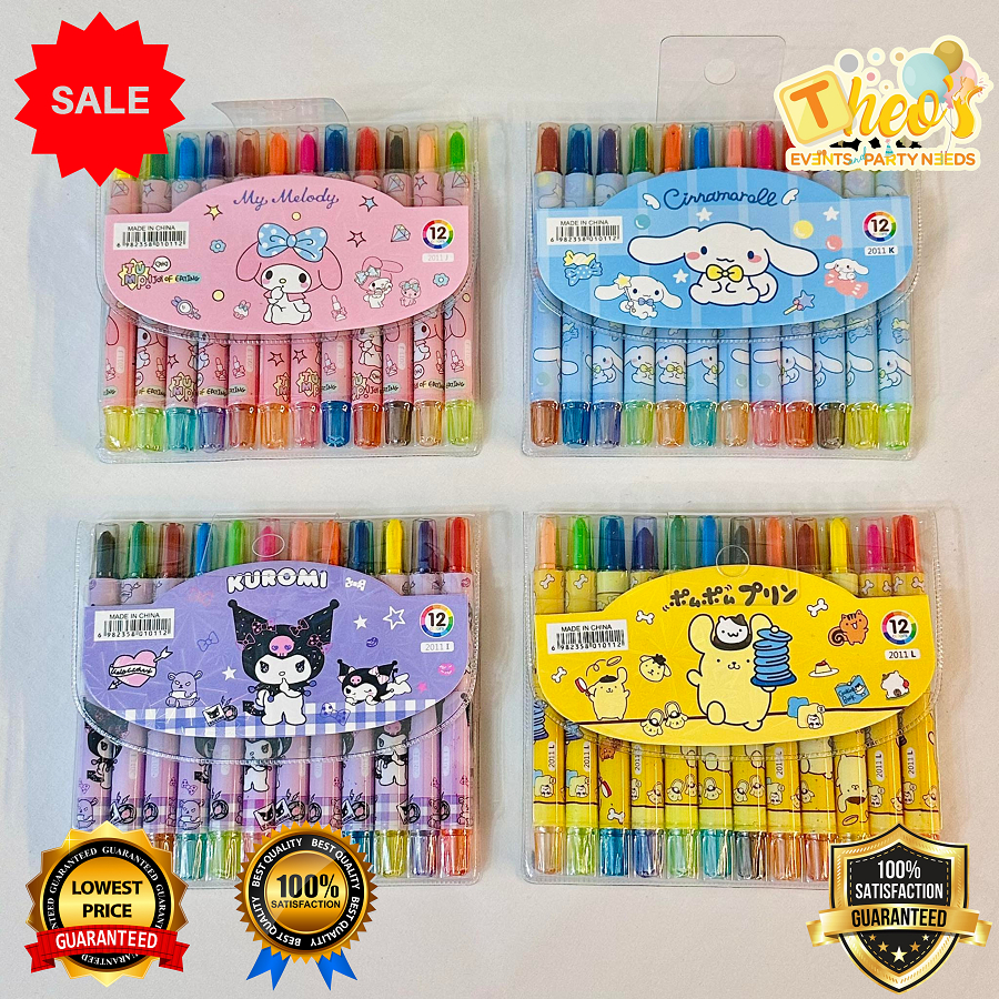 12 COLORS ROLLING TWISTABLES SAN RIO crayon sanrio twistable crayons kuromi melody school