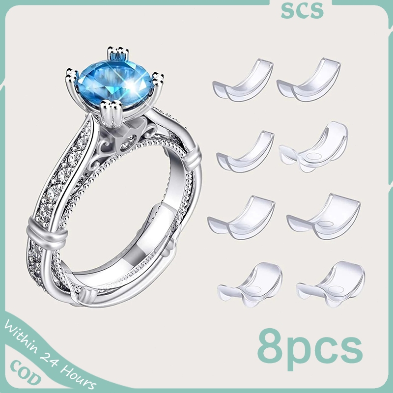 8pcs Ring Sizer Adjuster 8 Sizes Invisible Size Reducer Spacer | Shopee ...