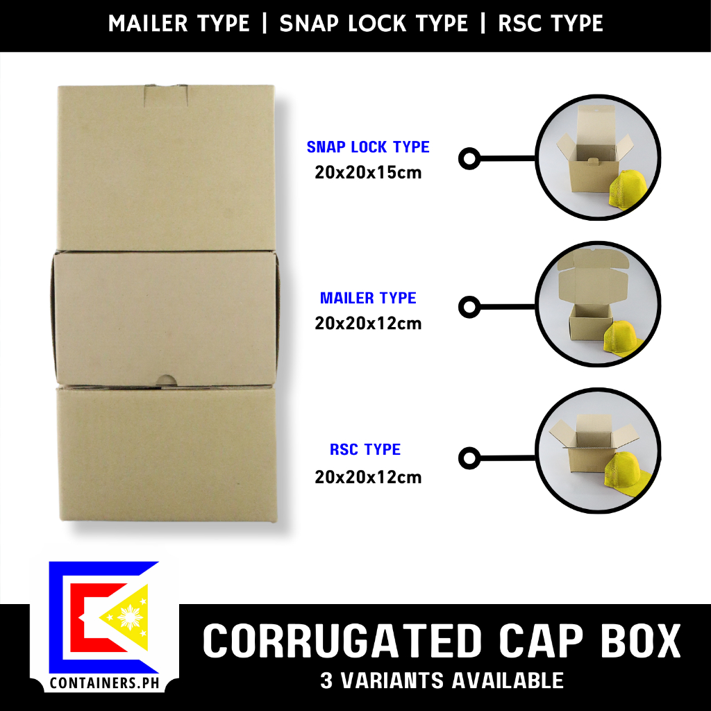 CONTAINERS>PH Corrugated Cap Box (3 Variation) MAILER, SNAP LOCK, RSC ...