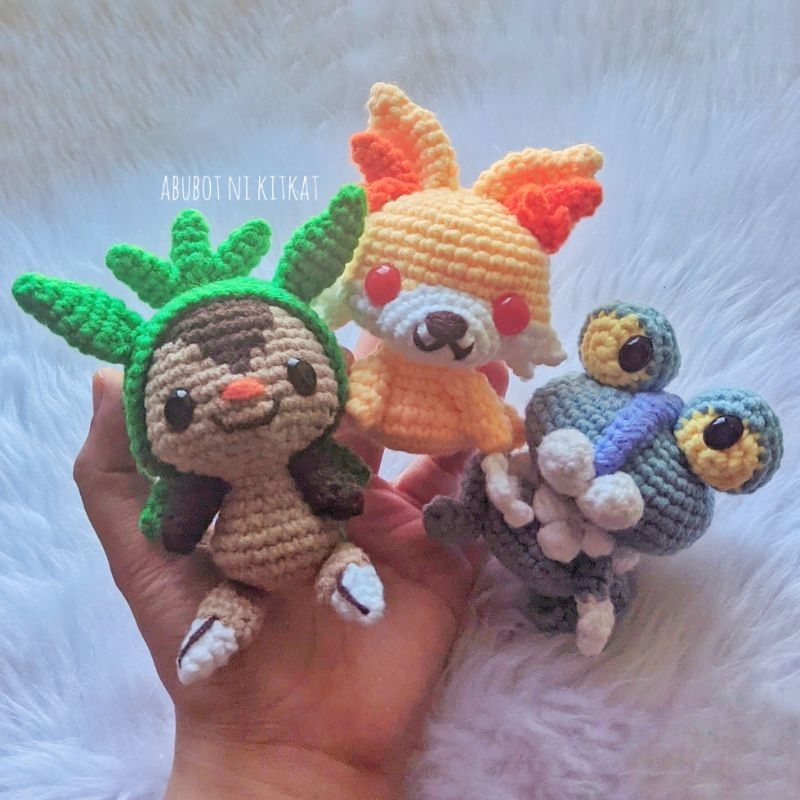 Kalos Region Pokemon Starters • Handmade Crochet Froakie, Fennekin, and