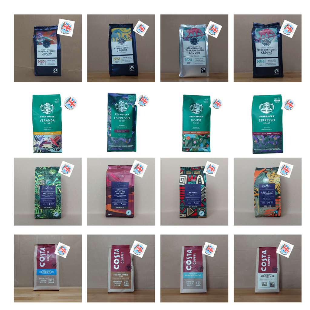 STARBUCKS GROUND BEANS, MARKS & SPENCER COFFEE, COSTA, EXTRA SPECIAL BY