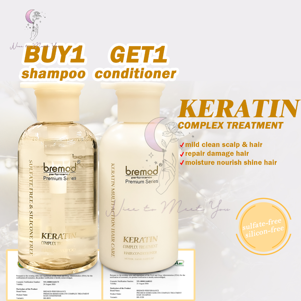 Buy 1 Bremod Premium Series Keratin SulfateFree SiliconFree Shampoo 350ml Get 1