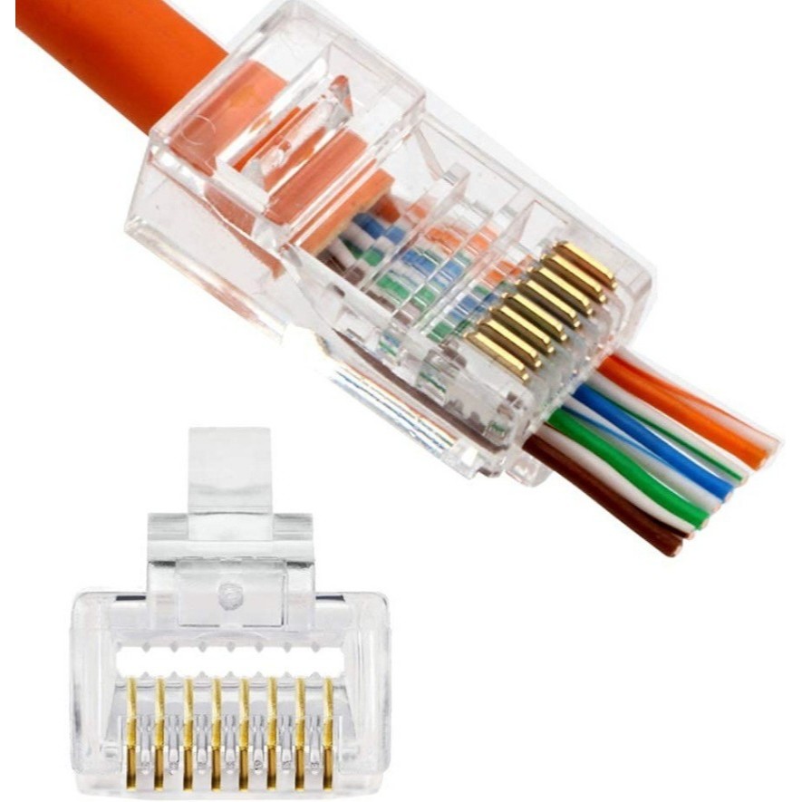 100pcs/25pcs RJ45 Cable Cat6/5e passthrough and non-passthrough ...