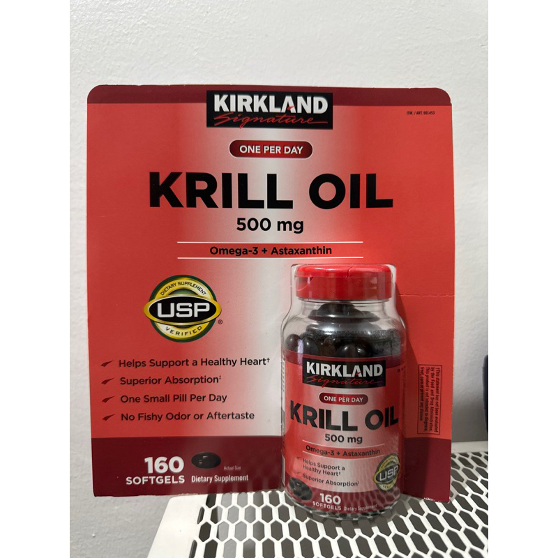 Kirkland Krill Oil Omega 3 + Astaxanthin No Fishy Aftertaste 500 mg