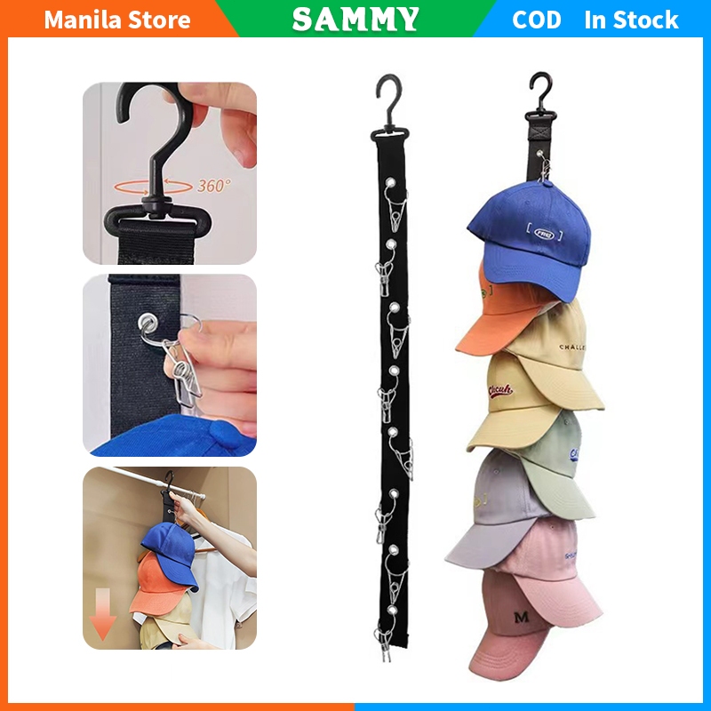 Door Hanging Hat Rack with 8 Clips DIY Hat Storage No Drilling Shopee Philippines