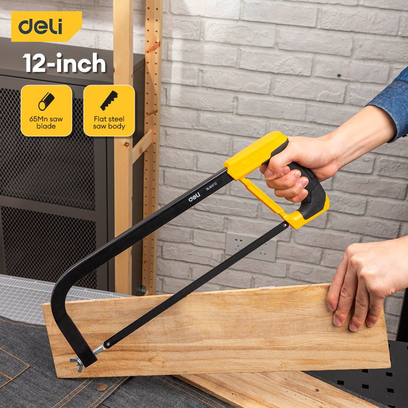 Deli Tool 12″ Rubber-coated Hacksaw Frame Without Saw Blade EDL353712 ...