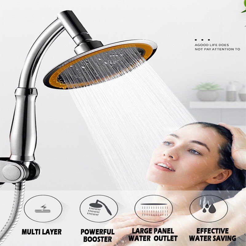 Nano Shower Head Round Chrome Ultra-thin 360° Swivel Bathroom Rainfall ...