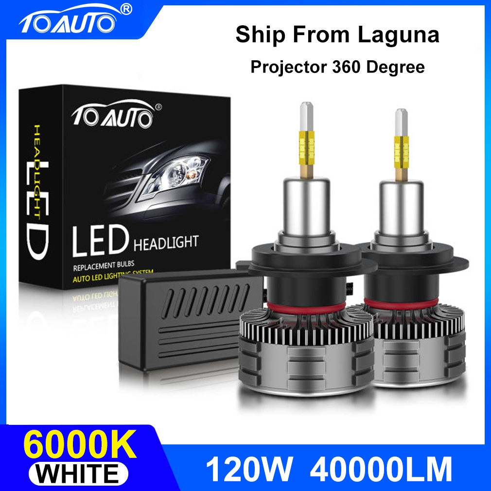 2PCS Projector Car Led Headlight 120W 40000LM 4 Sides 360 Degree ...