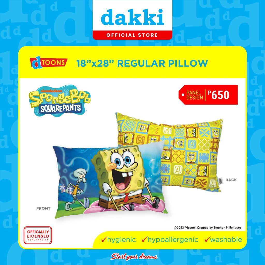 Dakki 18"x28" Spongebob Bubbly Regular Pillow Shopee Philippines