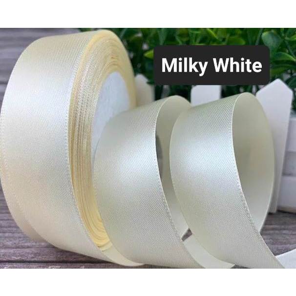 MILKY WHITE Satin Ribbons Double Edge (5 yards per order) | Shopee ...