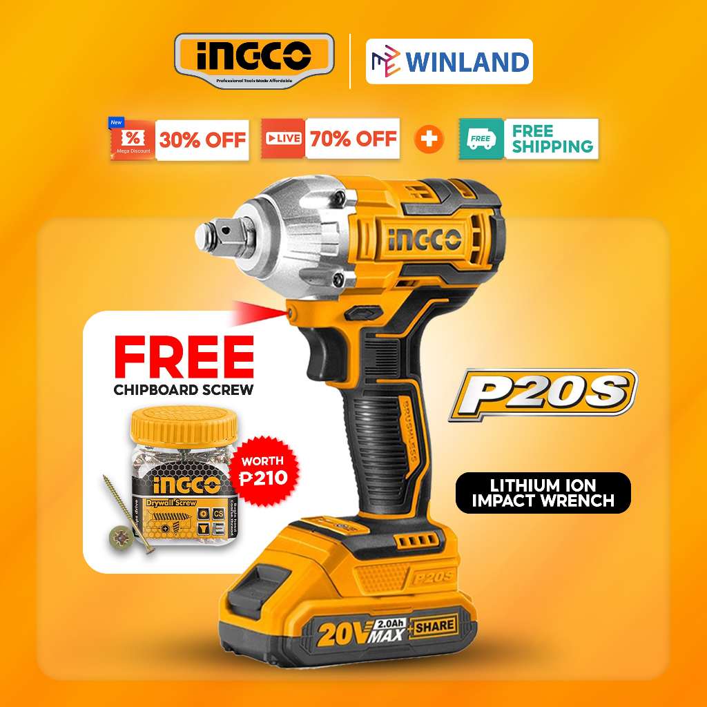 Ingco by Winland P20S 20V Brushless Cordless Impact Wrench LithiumIon