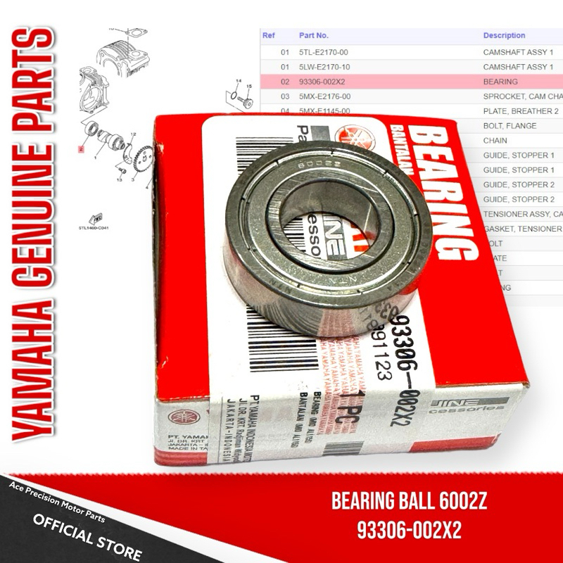 CAMSHAFT BEARING MIO SPORTY 6002Z 93306002X2 YAMAHA GENUINE Shopee Philippines