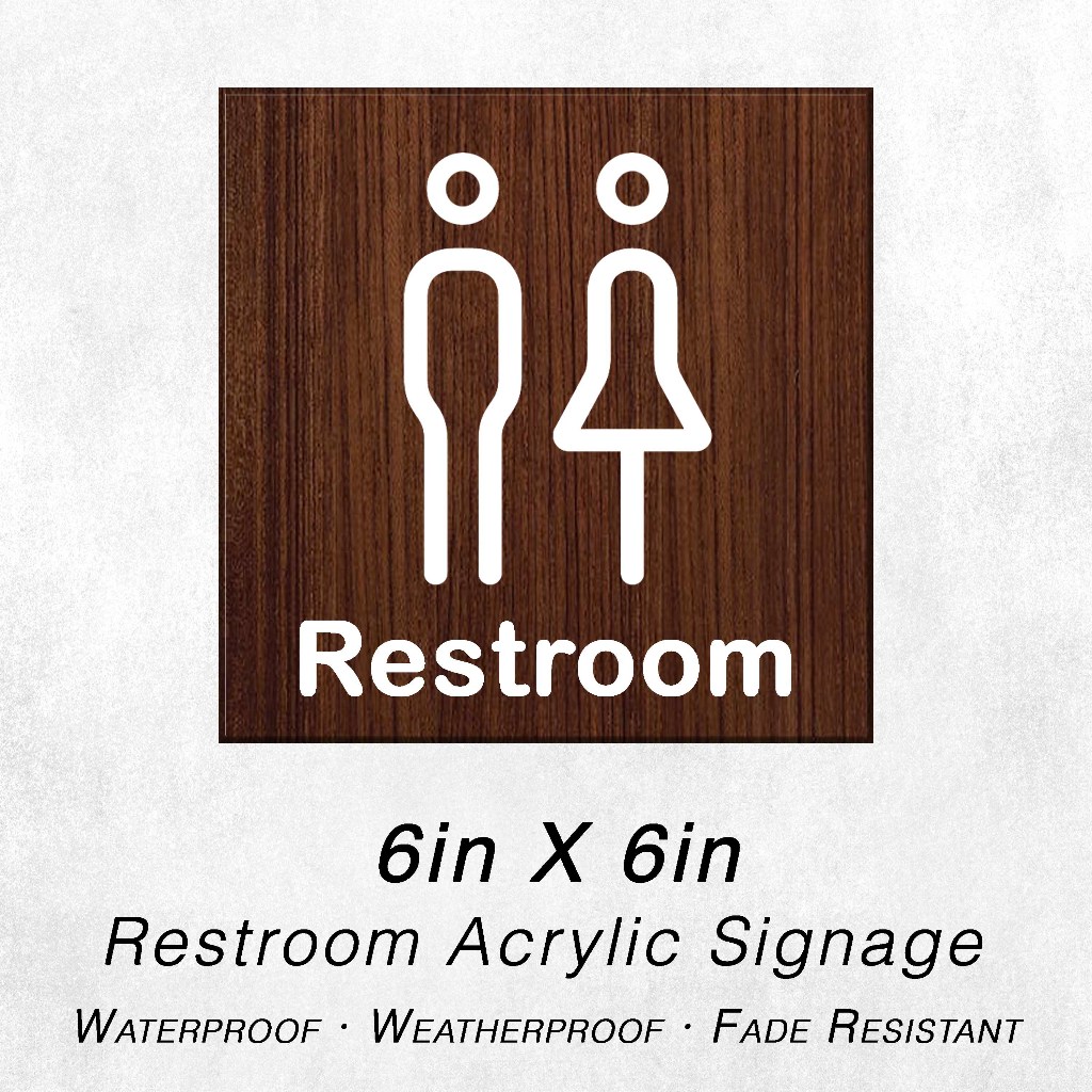 LE Acrylic Sign Restroom Comfort Room CR 6 x 6 in (3mm) Restaurant Cafe ...