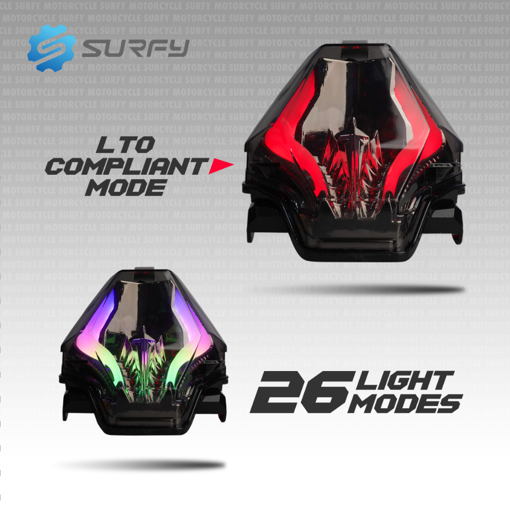 Shark Power Sniper 150 Tail Light YAMAHA R3 MT03 RGB 26Modes Smoke ...