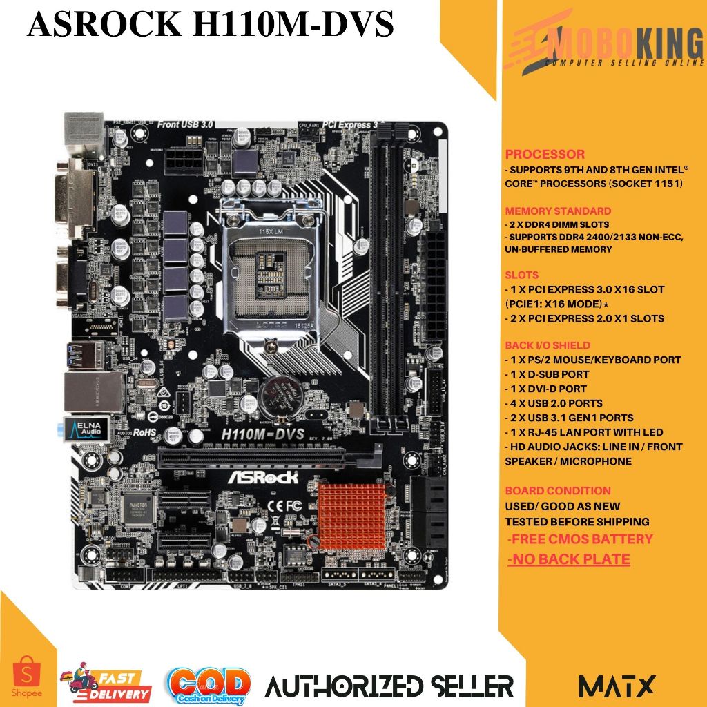 ASROCK H110M-DVS 7th 6th Desktop Motherboard H110 Socket LGA 1151 i3 i5 ...