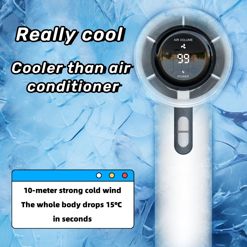 Turbo fan mini fan adjustable body digital display rechargeable ...