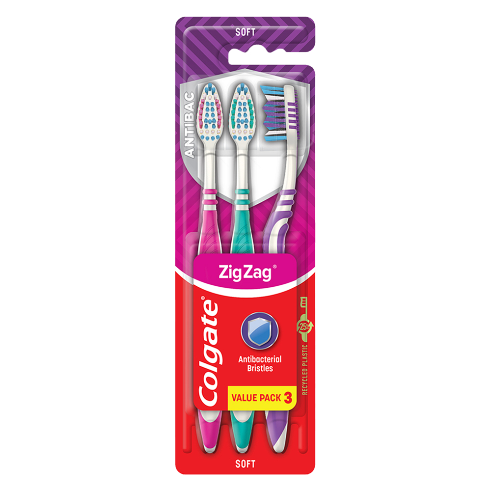 Colgate Zigzag Plus Toothbrush (Soft) with Cap Value Pack (Assorted ...