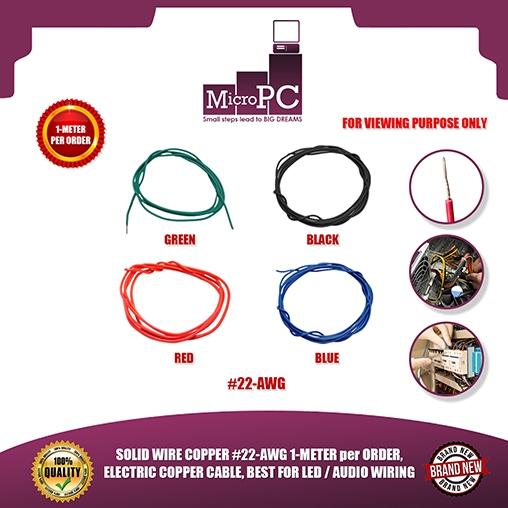 MICRO PC SOLID WIRE COPPER #22-AWG 1-METER per ORDER, ELECTRIC COPPER ...