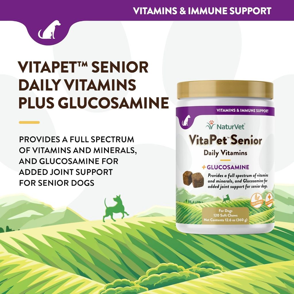 NaturVet VitaPet Senior Daily Vitamins Plus Glucosamine for Dogs 120