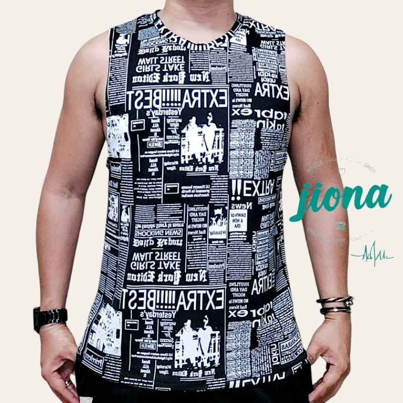 XXXL5XL Oversized Muscle Tee Newspaper Men Top Shopee Philippines