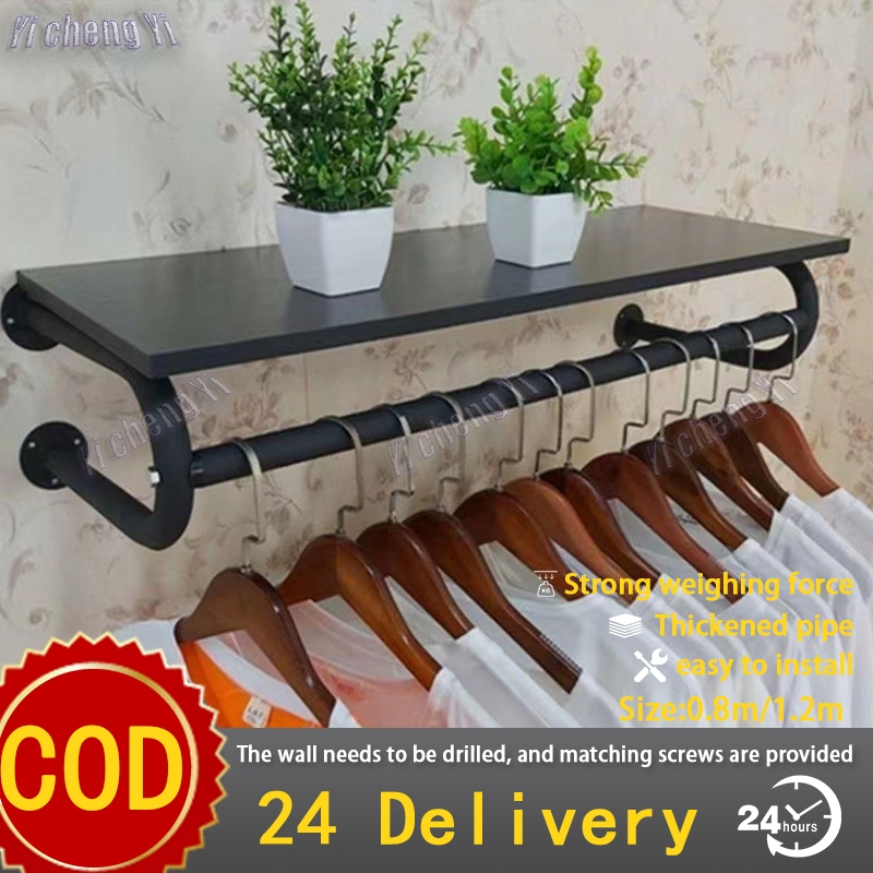 【Ready stock】120/100cm/80cm Mounted Clothe Display Clothes Rack Hanger ...