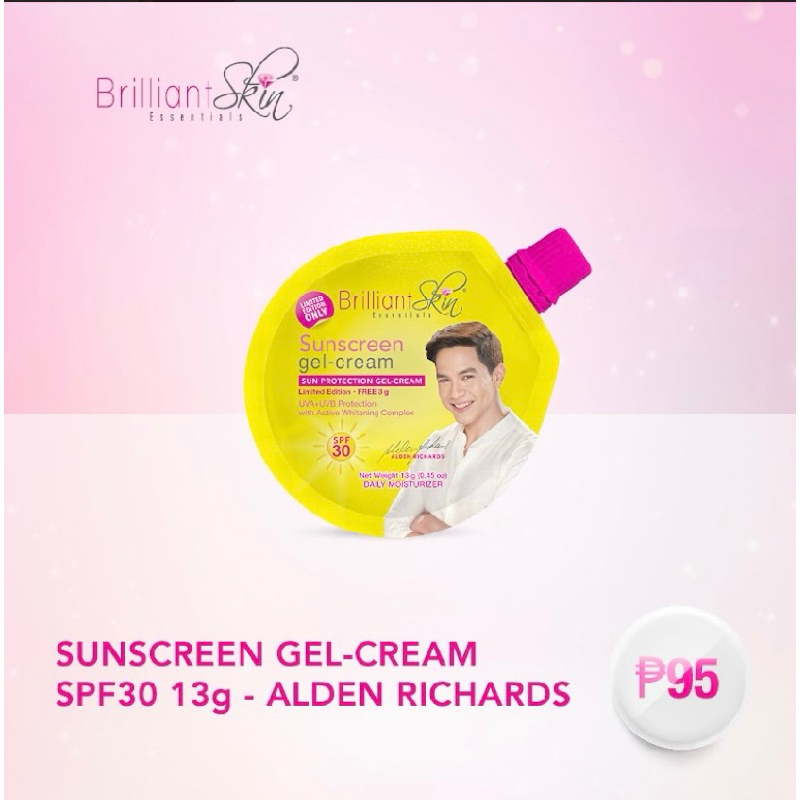 BRILLIANT SUNSCREEN GEL-CREAM SPF30 13g(alden richards) | Shopee ...