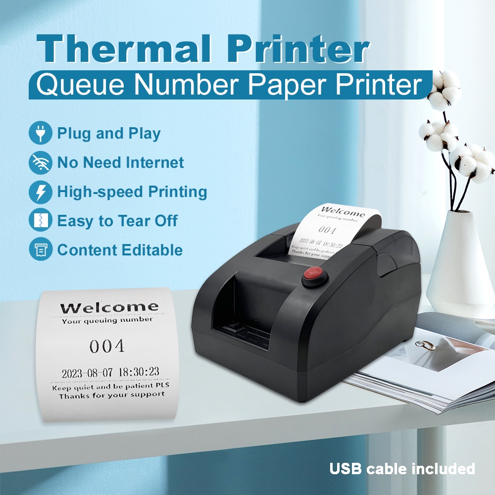 Queue Number Thermal Printer Plug-and-play 58mm Edit own logo No Need ...