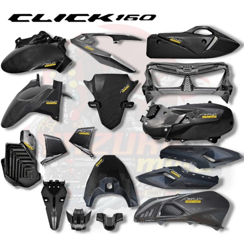 NEW!! Click 160 hydro dip carbon. heatguard, radiator, front fender ...