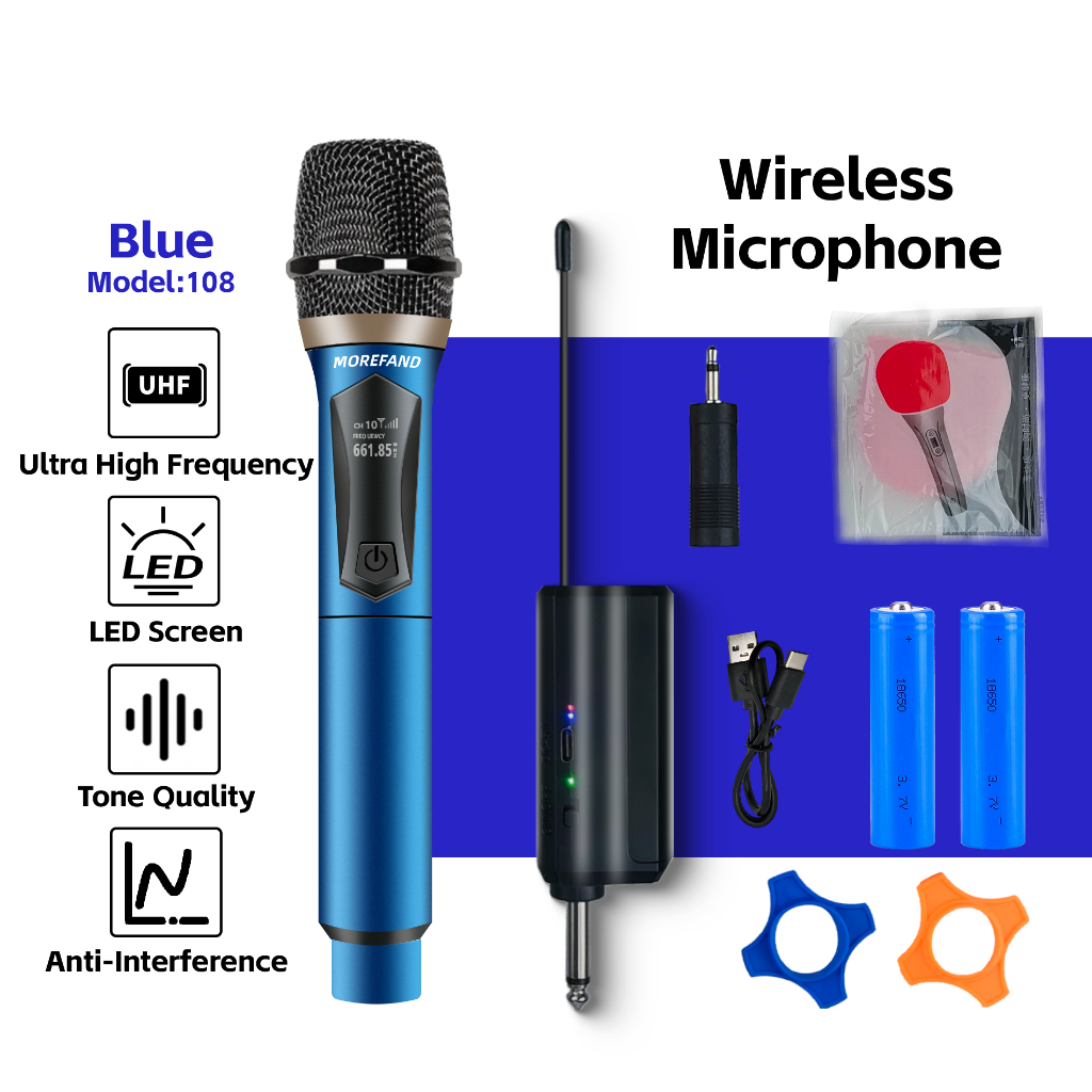 Wireless Microphone 108V1-S/108V2-S UHF charging microphone 1280mA ...