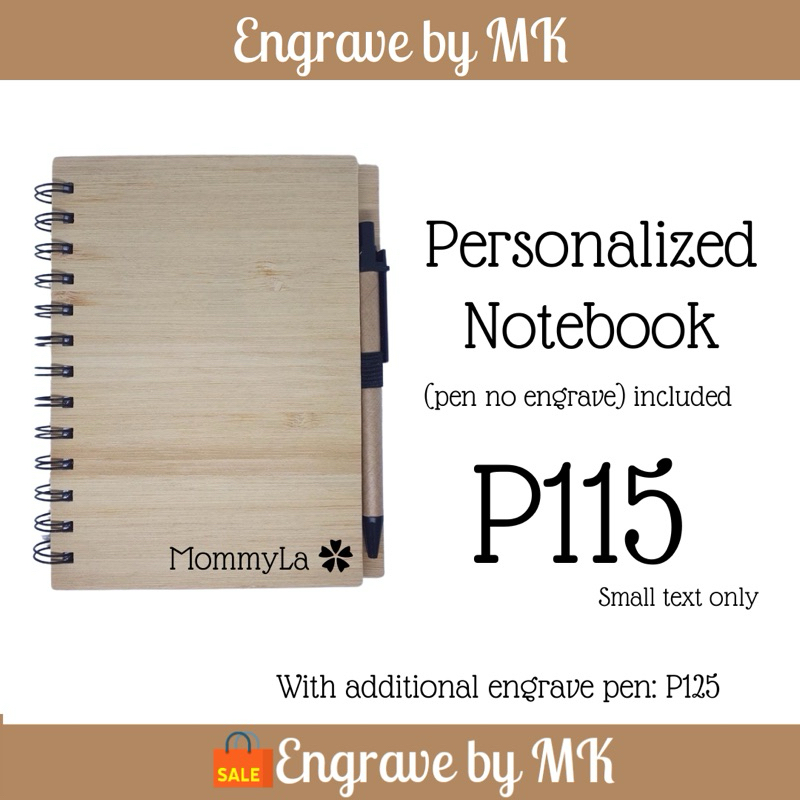 Wooden cover Notebook with name ( Personalized) with Pen | Shopee ...