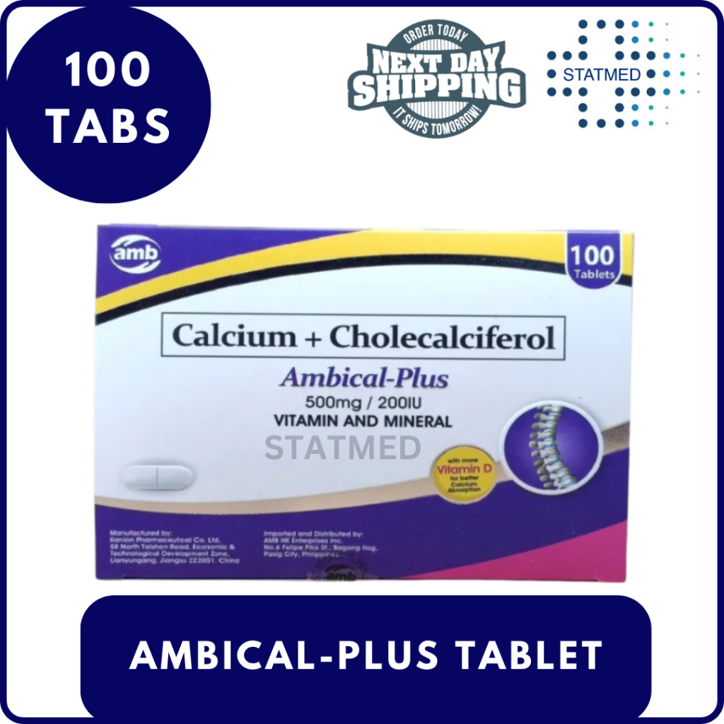 Ambical Plus Calcium + Cholecalciferol Tablet l 1 Box 100 Tablets l