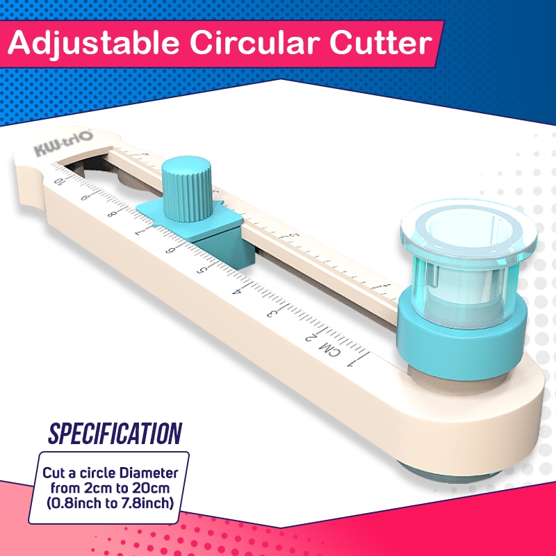 Adjustable Circle Cutter - 2-20cm Diameter, Bottom Blade Guard, Easy Operation