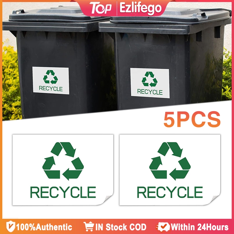 5Pcs Self-Adhesive Trash Can Recycle Sticker 10 x 7 Inch Weatherproof ...