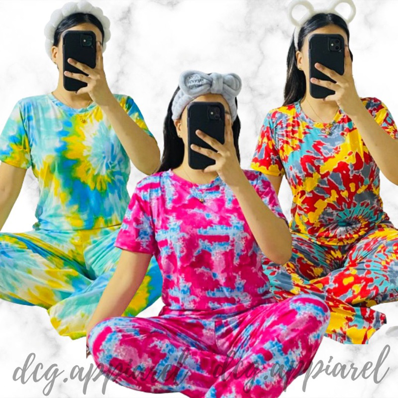 DCG Tie Dye Pajama Terno for Adults Unisex Shopee Philippines