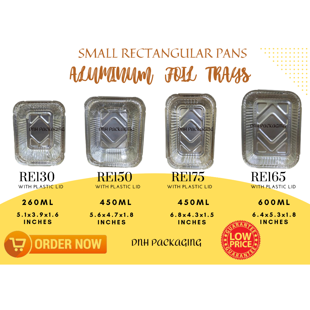 [10pcs] Catering SMALL RECTANGULAR PANS ALUMINUM TRAY With Lid packed ...