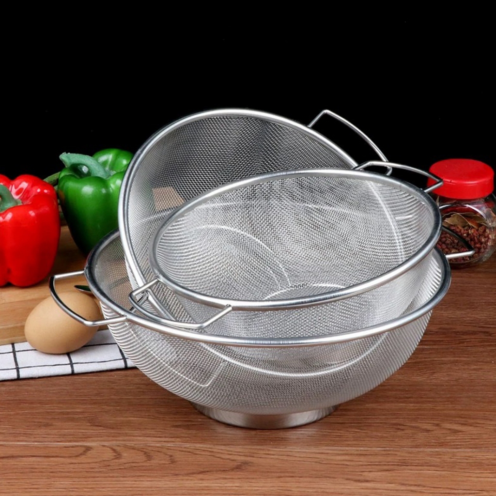 Stainless Steel Kitchen Hole Dense Mesh Sifter Colander Strainer Sieve ...