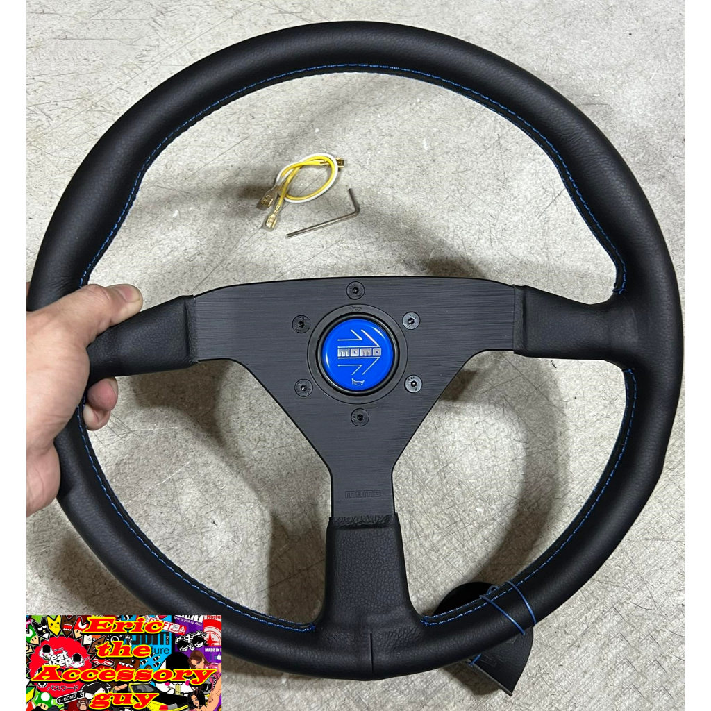 Momo Monte Carlo Blue Steering Wheel (Flush mounted Horn Button