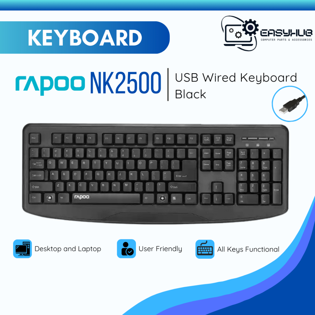RAPOO NK2500 USB Wired Interface Keyboard (Used/Secondhand) | Shopee ...