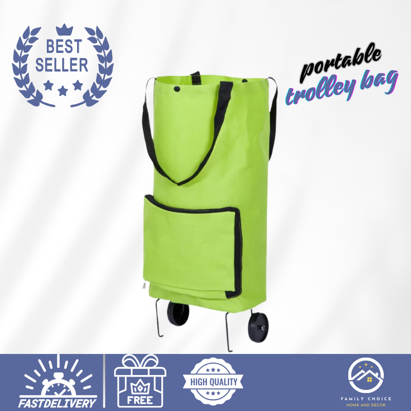Portable Trolley Bag Shopping Cart Foldable Bag with Wheels Tote Bag Fashion Travel Bag Luggage Bag Shopee Philippines