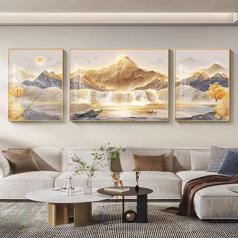 Living room 3 pcs set triple mural frame decorative painting sofa ...