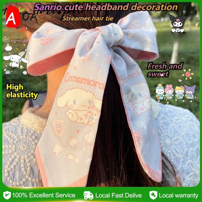 Sanrio Kuromi Cinamonroll Melody streamer Hair Ring Ribbon Cute pattern ...