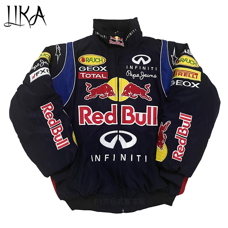Red Bull Racing Puffer Embroidered Jacket - NAVY BLUE - Limited Drop | Maison Feraia F1 Edition