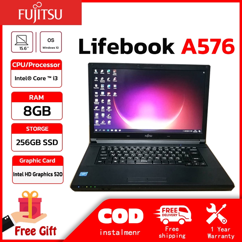 Laptop Fujitsu Lifebook A576 15.6/inch Core i3 6th gen 8GB RAM 256GB ...