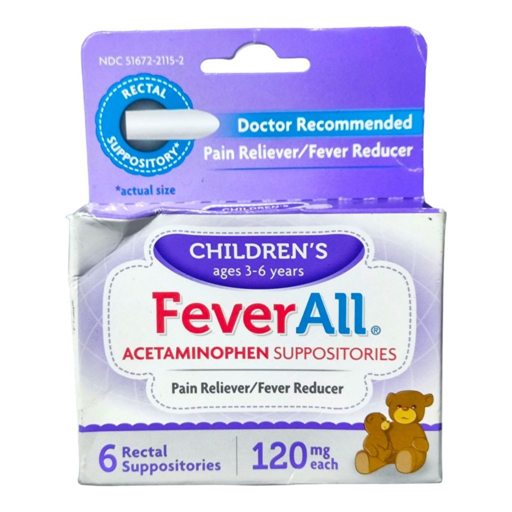 FeverAll Children's Acetaminophen Suppositories, 120 mg, 6 Count Fever