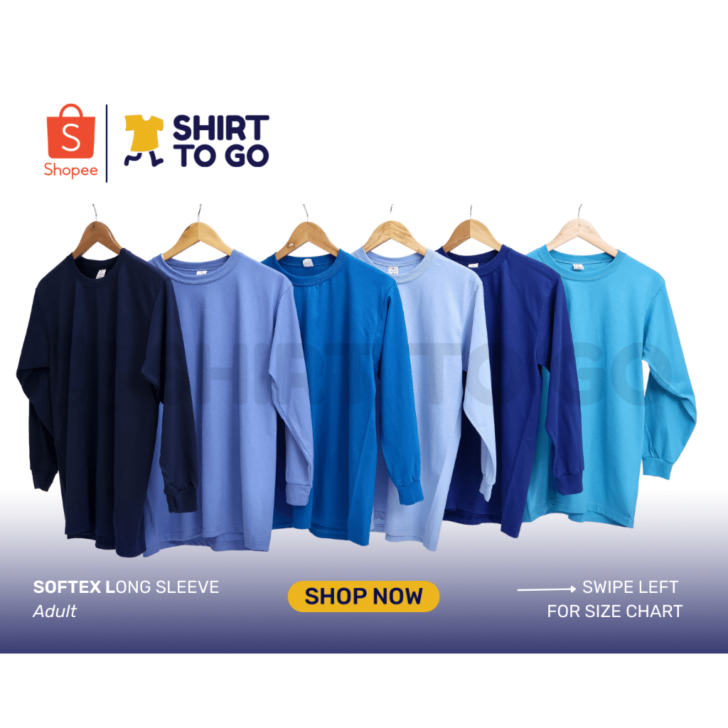 SOFTEX Cotton LONG SLEEVE for Men and Womens SHADES OF BLUE | Shopee ...