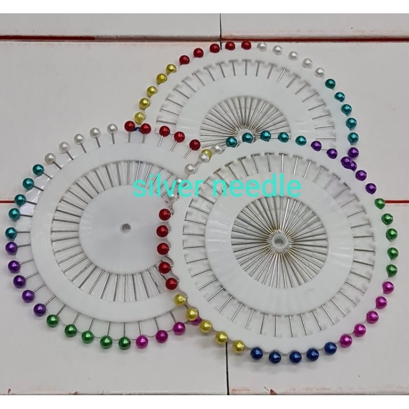 Dressmaking pins sewing pearl headed pin in wheel disc (per disc/plate ...